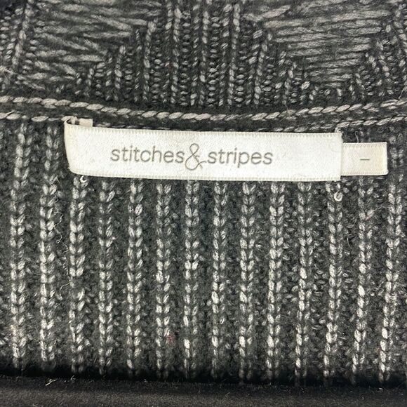 Stitches and Stripes Evereve Womens Sz L Black Sloane Destructed Tunic Sweater - Picture 6 of 13